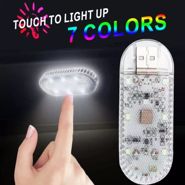 1pc Mini USB LED Car Interior Light Touch Key Neon Atmosphere Ambient Lamp Trim 3