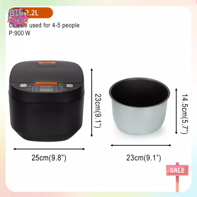 Electric Rice Cooker - Non-Stick Removable Bowl and Keep Warm Function 5L