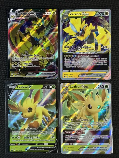 Pokemon Cards X4 Zeraora VMAX Leafeon VSTAR SWSH Crown Zenith Full Art