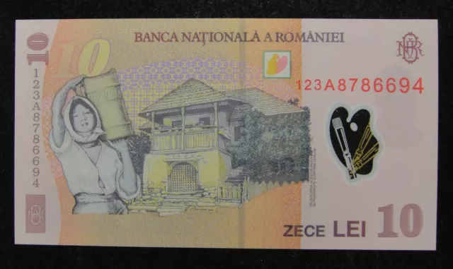 Romania Polymer Plastic Banknote 10 Lei 2008 UNC