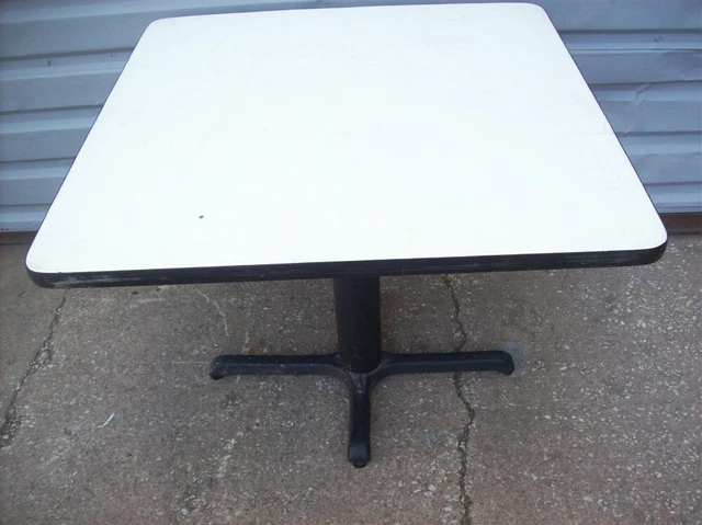 Restaurant Equipment 35" SQUARE TABLE TOP WITH CAST IRON BASE White Vinyl Top