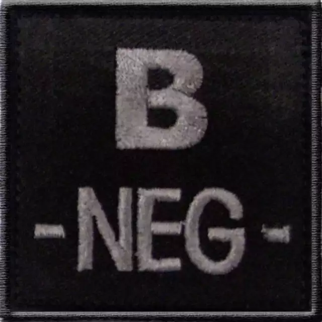 Écusson Groupe Sanguin B- Négatif Noir PATCH SCRATCH RHESUS B NEG