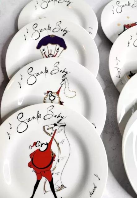 Pottery Barn Santa Baby Christmas Dessert Salad Plates Set of 8 Japan