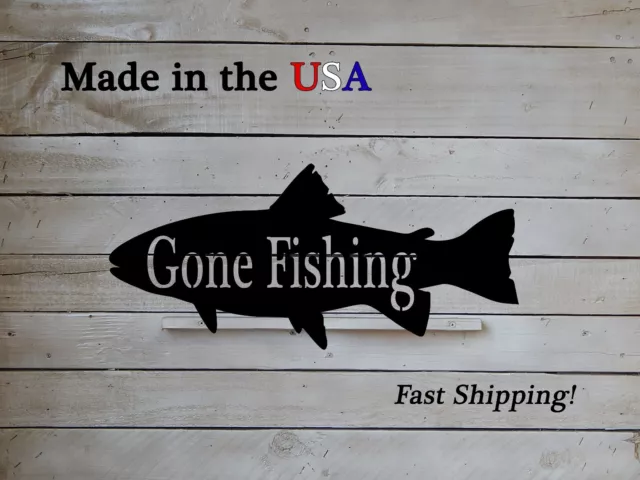 GONE FISHING, MAN Cave Sign, Fisher Sign, Wall Art, Fishing Decor