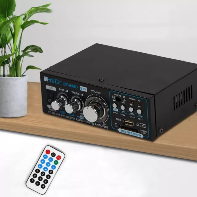 Schwarz Bluetooth Verstärker HiFi Stereo Amplifier 2 Kanal Mini Audio Verstärker