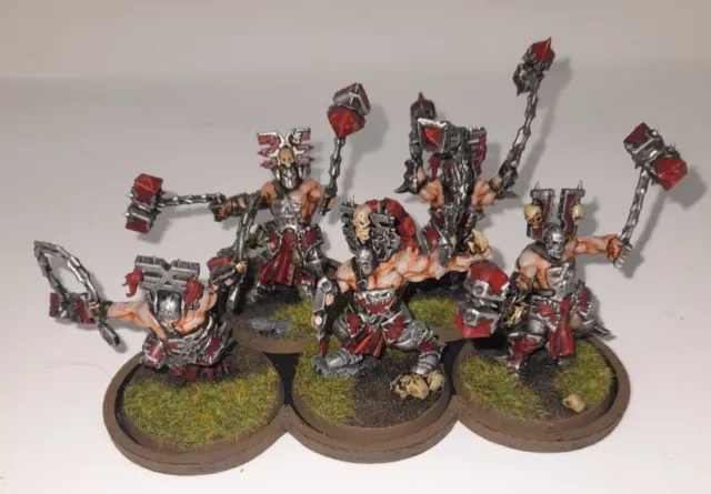 5 x Warhammer Age of Sigmar Blades of Khorne Wrathmongers - Based and Painted #2