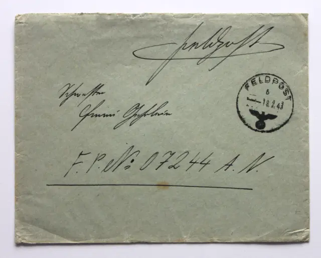 Feldpostbrief 1943 Gren. Rgt. B d. 182 I.D. Dünkirchen Frankreich an Res. Laz.
