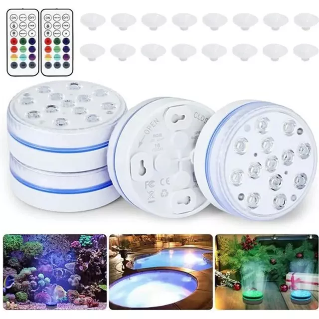 Lampe Submersible étanche IP68 13 LED 16 couleurs piscine 4 pcs + 2 télécommande