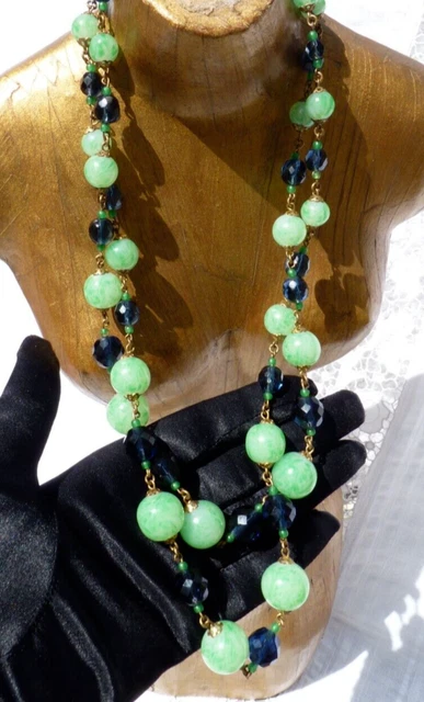 Collier Vintage Double Rangées Perles De Verre Murano - Années 1950