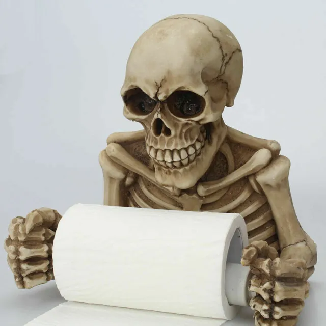 DIY Skull Toilet Paper Towel Roll Holder Wall Mount Skeleton Bathroom Decoration