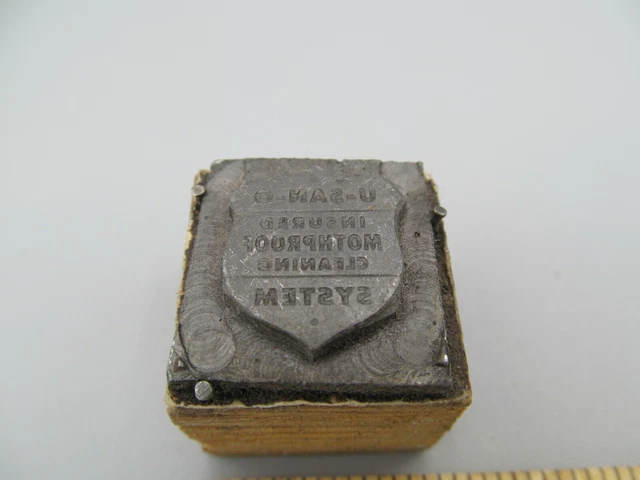 U-SAM-O Moth-proof cleaning Vintage Advertising Printing Press Wood Block Stamp