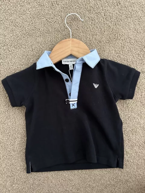 Emporio Armani Navy Blue Polo Short Baby Size 6 Months Brand New With Tags