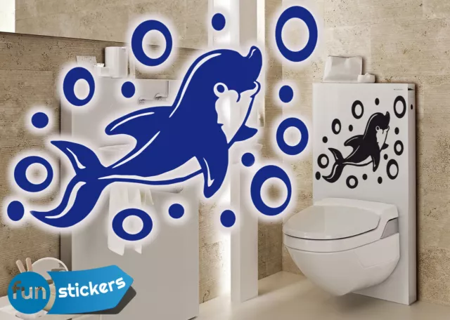 ADESIVO BAGNO FUN sticker delfino porta adesivo parete adesivo cameretta  bambini WC EUR 7,28 - PicClick IT
