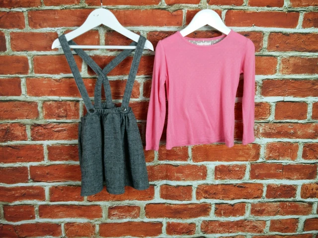 Girls Bundle Age 3-4 Years Next Pinafore Dress Tee Long Sleeve Dogtooth 104Cm