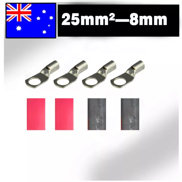 4x Battery Cable Lead Lugs 25-8 Terminals for Truck 12V 24V Driving light Wire