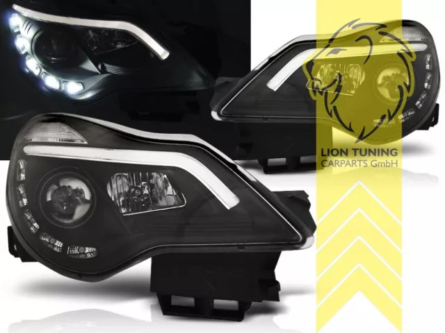 Scheinwerfer echtes LED Tagfahrlicht für Opel Corsa D Facelift schwarz