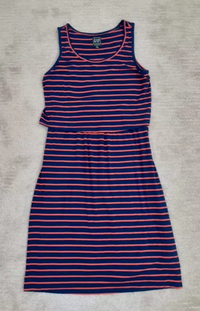 GAP Maternity Women's S Navy Red Striped Sleeveless Overlay Dress A-line Stretch