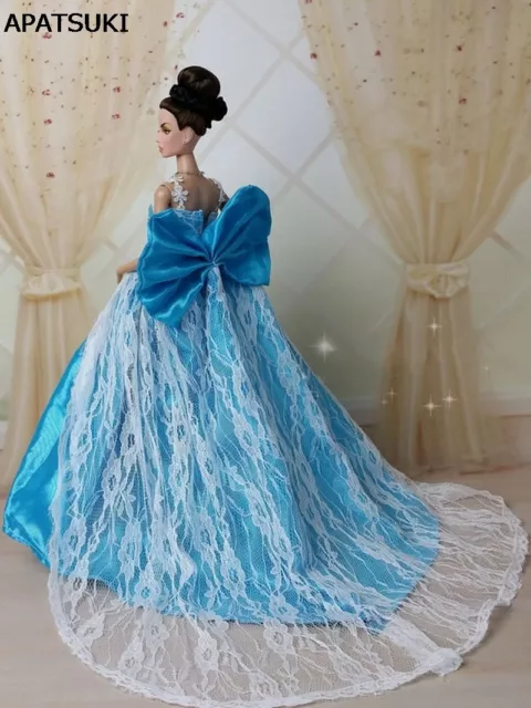 Blue Bowknot Wedding Dress for 11.5" Doll 1:6 Evening Party Dresses Doll Clothes