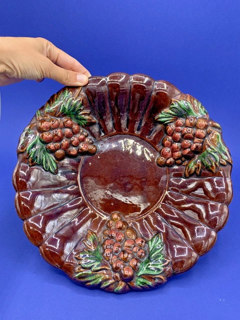 ANCIENNE COUPE A Fruit Centre De Table En Verre Vert Style Art Deco EUR