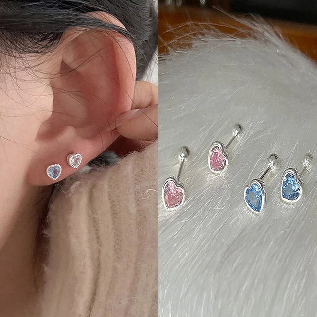 1 Paar Herz Zirkon Ohr Knochen Nagel Spiral Ohrstecker für Frauen Party SchmuUS