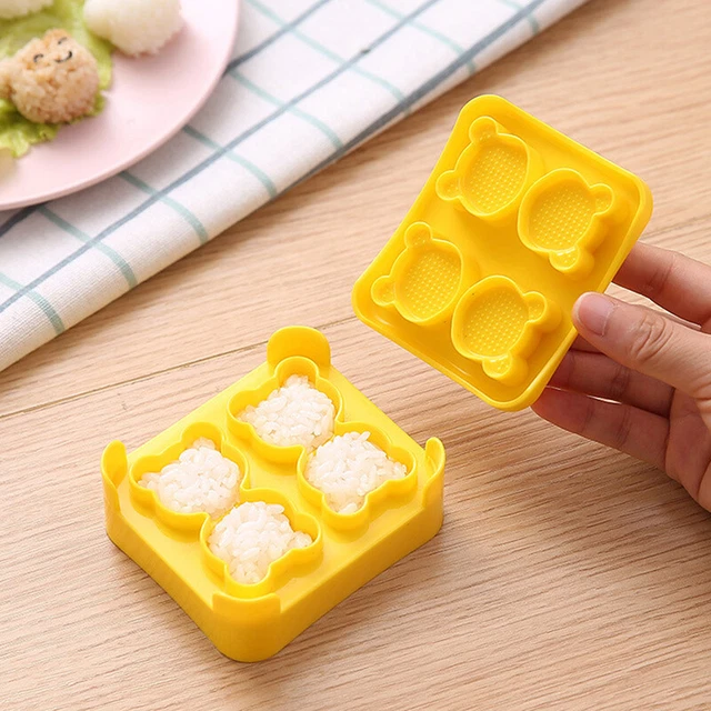 1 juego de lindo juego de bolas de arroz de oso bento molde hágalo usted mismo prensa de sushi molde molde conjunto para K -AH