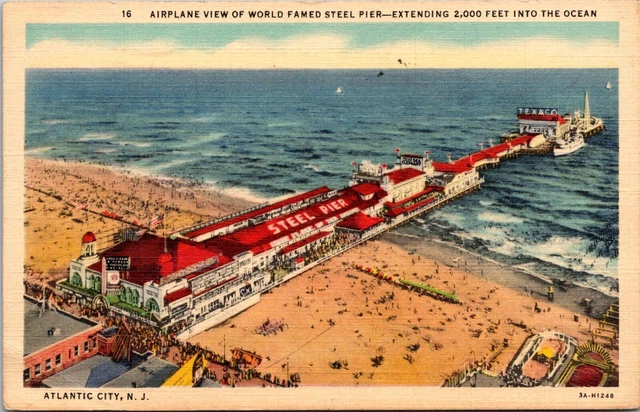 Atlantic City New Jersey NJ Steel Pier Airplane Aerial View Beach Postcard A72