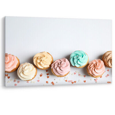Birthday Cupcakes Butter Icing Cake Party Framed Canvas Wall Art Picture Print