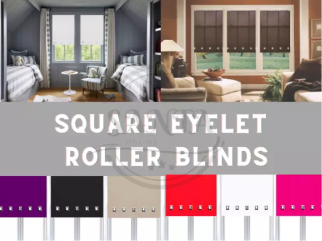 Square Eyelet  Easy Fit Trimable Home&Office Window Fabric Roller Blinds