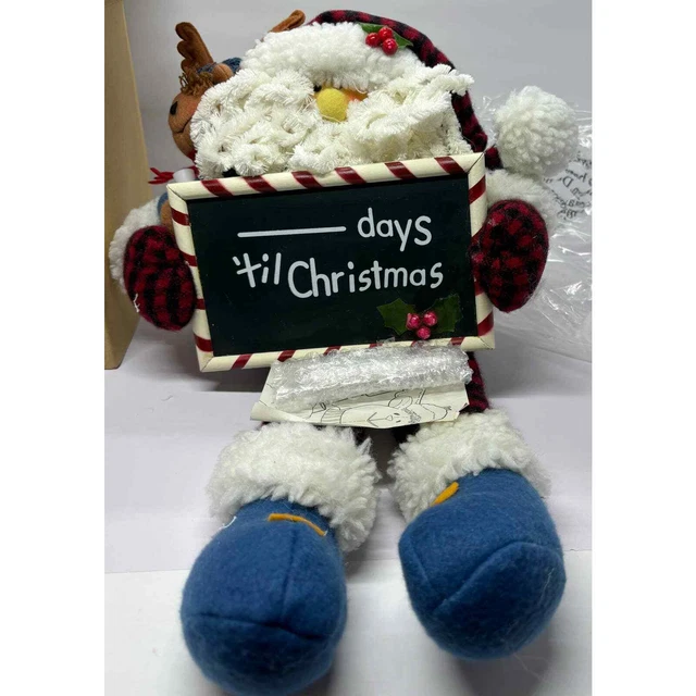 NEW AVON SANTA And Reindeer Days Till Christmas Chalkboard Plush Gift