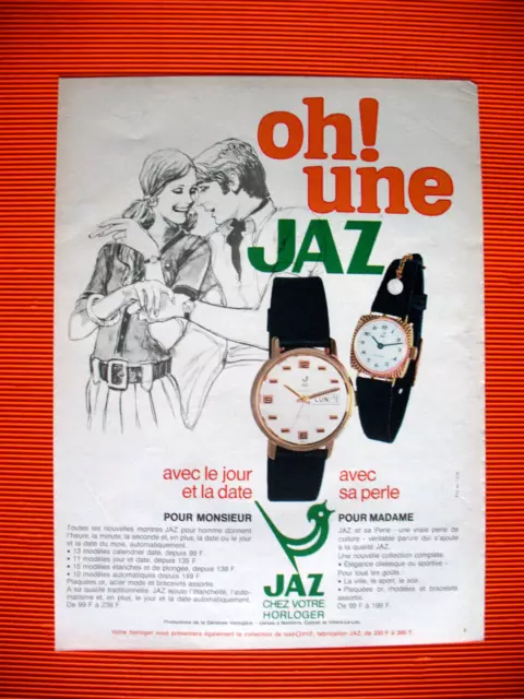 Publicite De Presse Jaz Montre Avec Le Jour Et La Date Horlogerie Ad 1970