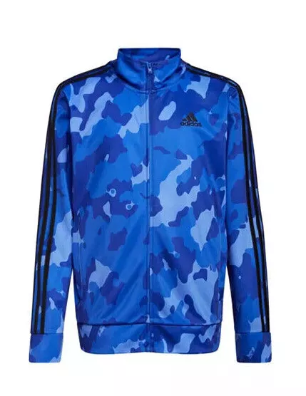 adidas Big Boys (Kids) Blue/Black Camo Tricot Track Jacket (AG6481Y) Size L -NWT
