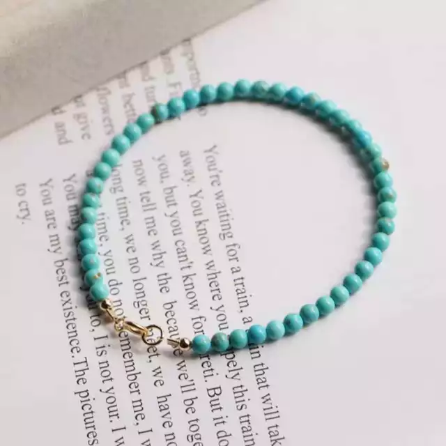 5MM Natural Turquoise beads Cuff Lucky Bracelet Energy Glowing Classic Beaded