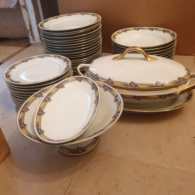 6 assiettes creuses en porcelaine de chartres sur cher pate de limoges