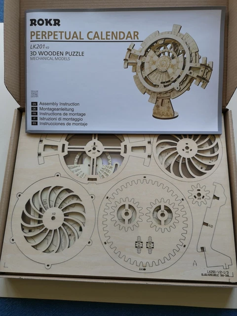 ROKR KL201-V2 PERPETUAL Calendar 3D Wooden Mechanical Model. Contents ...