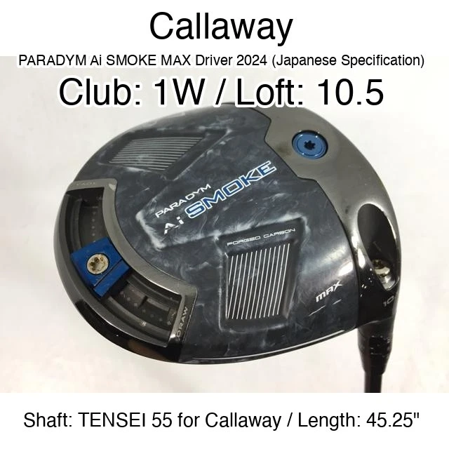 CALLAWAY PARADYM AI SMOKE MAX 10.5° TENSEI 50 for Callaway (Ai