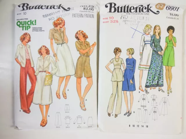 Sewing Patterns -  Butterick  5922  and Butterick 6601 (Both size 10)