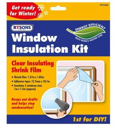 Window Insulation Kit Cold Draught Excluder Shrink Fit Double Glazing Film