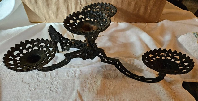 RARE ~ Antique Victorian Cast Iron 4 ARM SWIVAL Wall Mount Oil Lamp Sconce ~J.M.