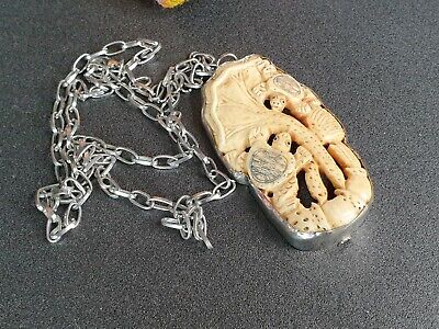 Old Nagaland Carved Flower & Turtle Pendant  on Chain …beautiful collection 3