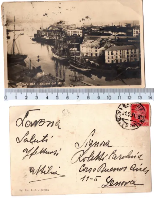 Cartolina 1931 SAVONA - Entrata del  PORTO - viaggiata