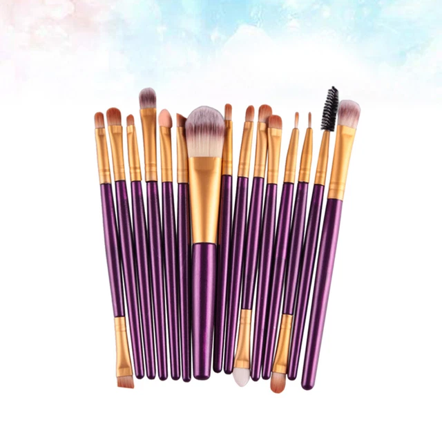 15pcs Plastic Handle Nylon Bristles Makeup Brush Cosmetics Powder Blush Brush