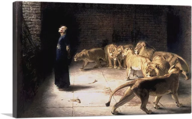 Artcanvas Daniel In The Lions Den Mezzotint Canvas Art Print By Briton