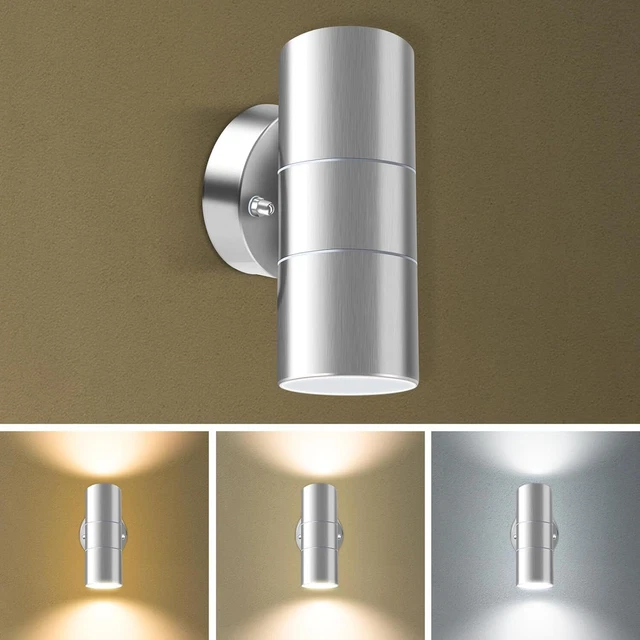 ALUSSO OUTDOOR WALL Light, Stainless Steel Up Down Security Light IP65 ...