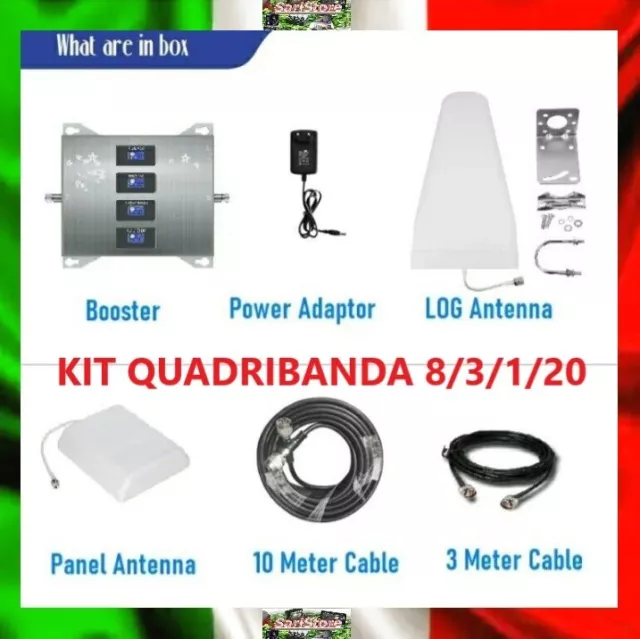 Kit 4 In 1 Ripetitore Amplificatore Quadribanda Segnale Cellulare Gsm 3G 4G Lte