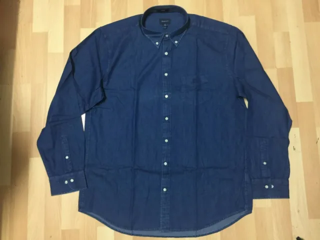 GANT Mens Barstow Denim Western Shirt Long Sleeve 100% Cotton DARK BLUE M-2XL
