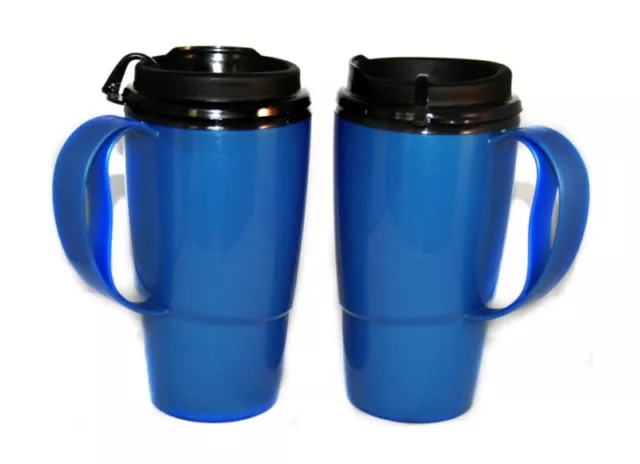 2 New Foam Insulated 16oz ThermoServ Travel Mugs Blue