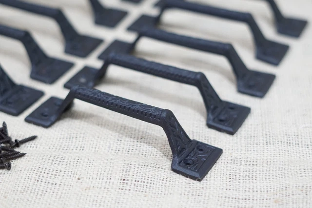 10 Cast Iron Black Handles Gate Pull Shed Door Barn Handle Drawer Pulls 6 1/4" 2