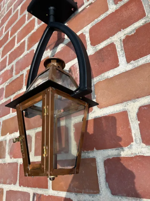 15" New Orleans Style Hanging ELECTRIC Copper Lantern 15" x 8" Sculptured Yoke