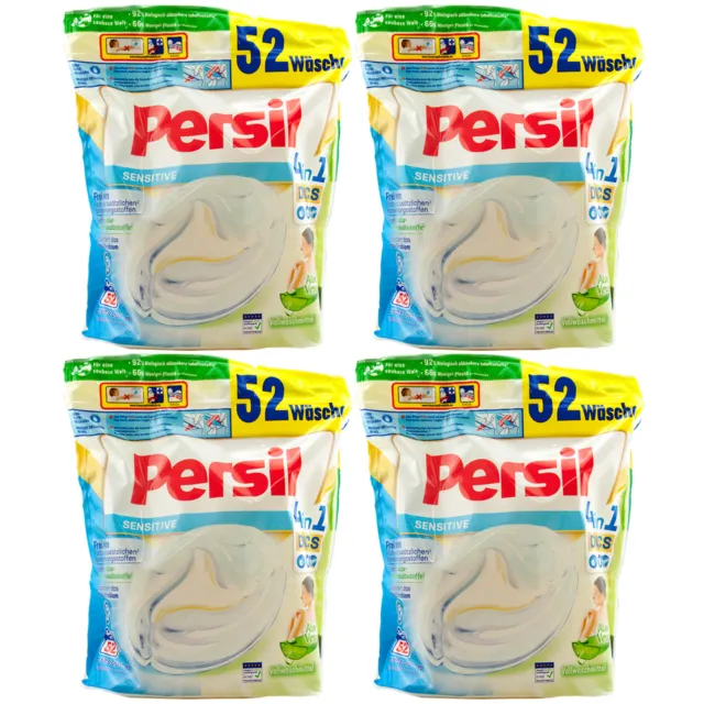 Persil Sensitive 4in1 Discs 4 x 52 Piece - Free From Colour & Preservatives