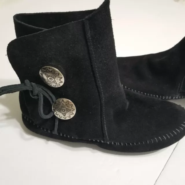 TAOS Women's Black Suede LEATHER Booties Moccasins Driving  Rubber Soles Size 6